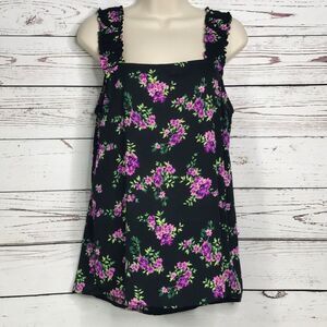 Pleione Square Neck Smocked Sleeve Floral Tank